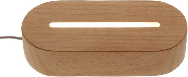 مصباح ليلي من كرة كريستال خشبية مع قاعدة إضاءة LED مقاس 14 3X6 سم، زينة منزلية - Image 1